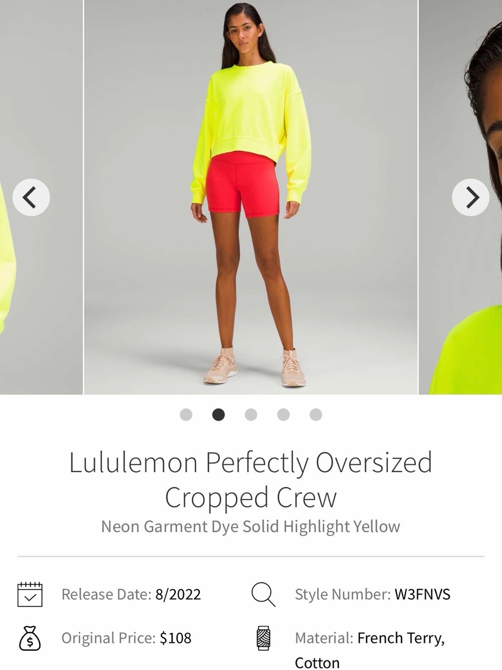 lululemon Perfectly oversized semi crop sweatshirt 2 highlight yellow